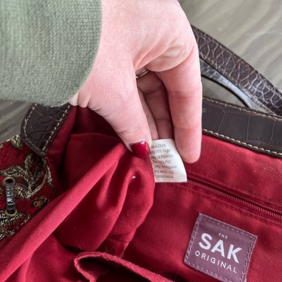 The Sak Tapestry Handbag Red/Brown - Picture 6 of 14